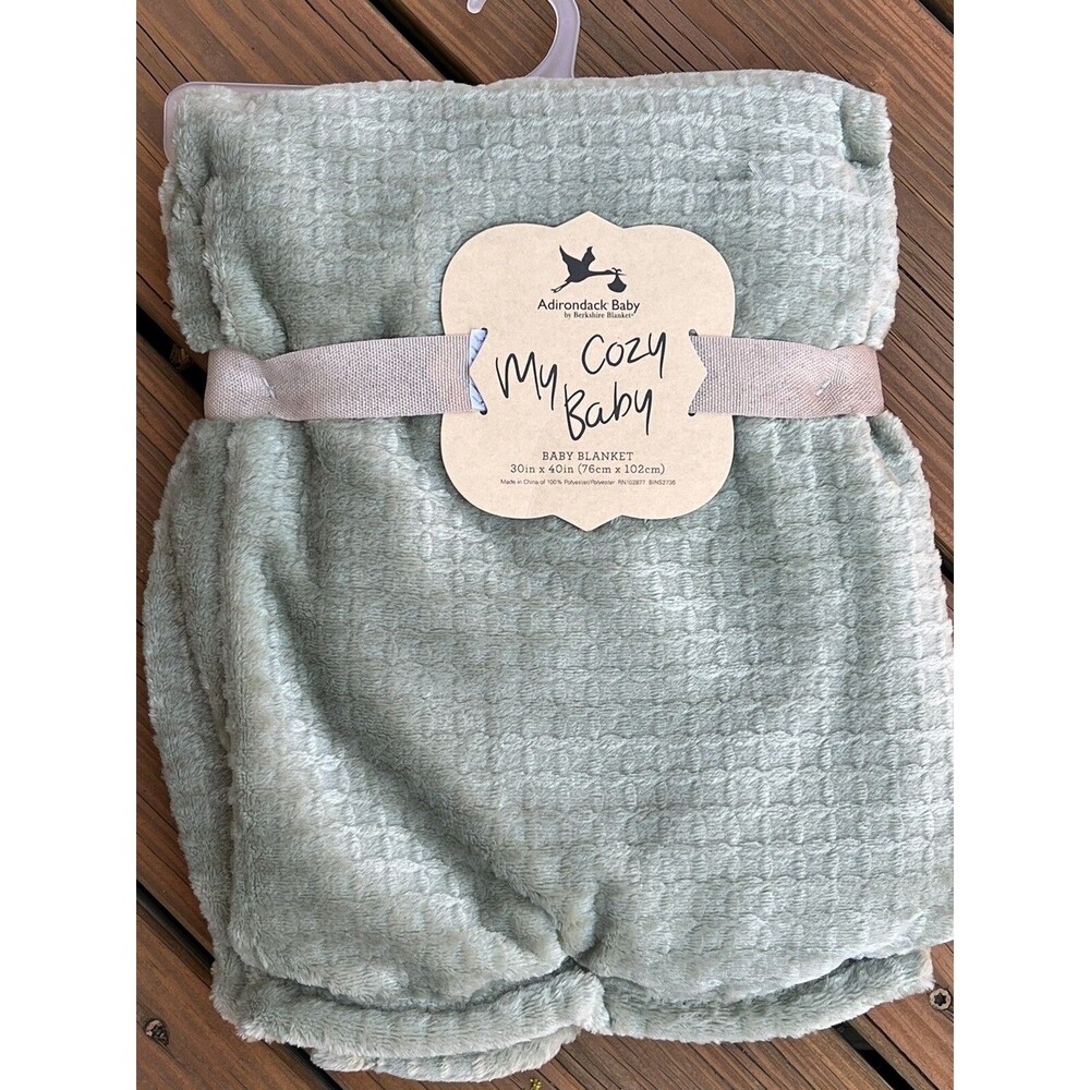 Adirondack My Cozy Baby Blanket Green Squares Textured Lightweight Unisex New